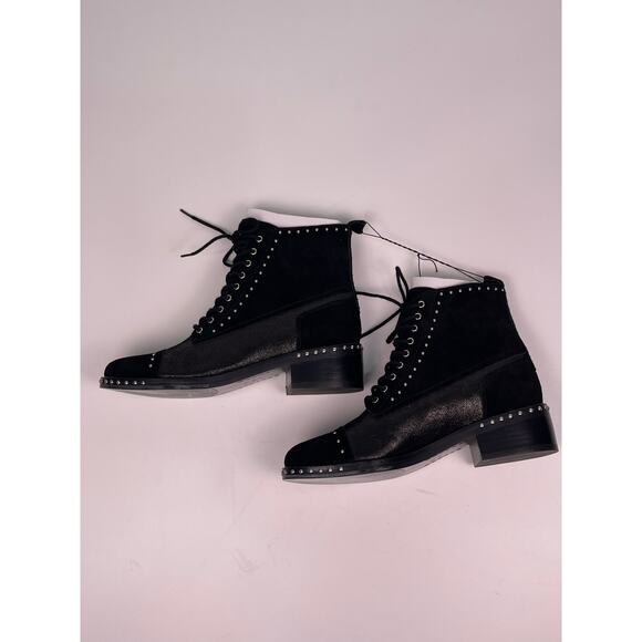 Marc Fisher Micasside Studded Black Suede Lace Up Booties Women’s Sz 7 New W Box - Picture 6 of 11